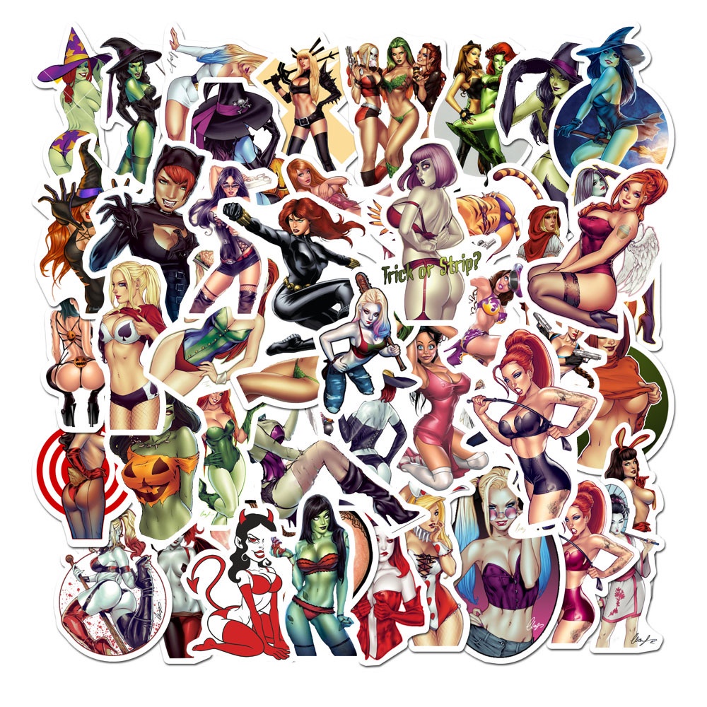 Set 200/100/50 nhãn dán trang trí laptop/điện thoại chống thấm nước họa tiết hoạt hình graffiti thời trang