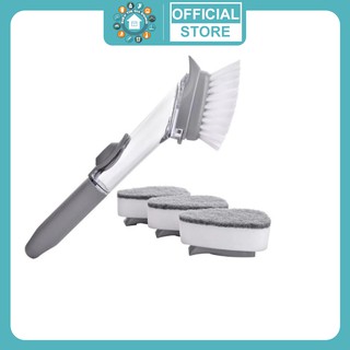 Chổi cọ rửa chén bát cọ rửa xoong nồi đa năng kèm bình xịt và đầu mút tiện lợi