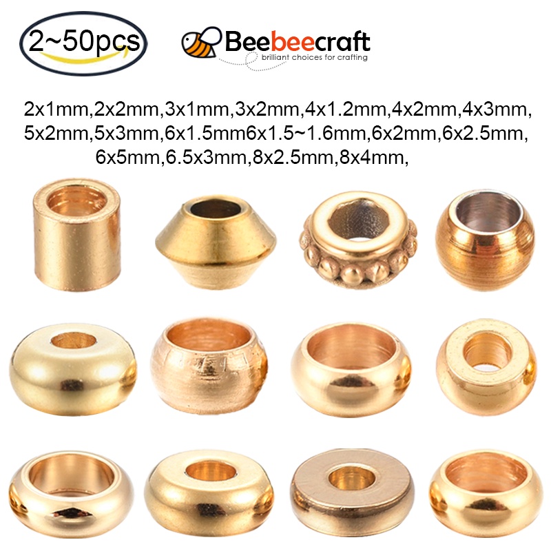 Bộ 2~50 Hạt Xâu Làm Trang Sức Bằng Thép Không Gỉ 304 Hình Bánh Donut/Tròn/Tròn/Rondell Mạ Vàng
