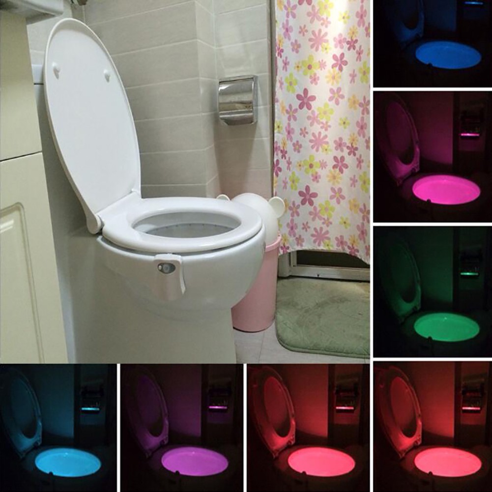 Đèn LED cảm biến 16 màu gắn bồn cầu dành cho đi vệ sinh vào ban đêm