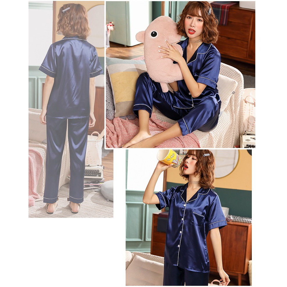 [CHẤT LƯỢNG_CÓ TRỢ SHIP] Đồ bộ Pijama Lụa cao cấp quần dài áo tay dài, pyjama tay ngắn hàng Quảng Châu loại 1