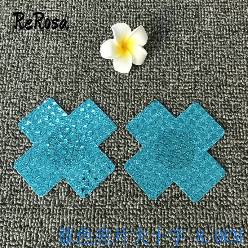 Cặp miếng dán ngực siêu mỏng kiểu chữ thập đính kim sa lấp lánh thời trang dành cho nữ