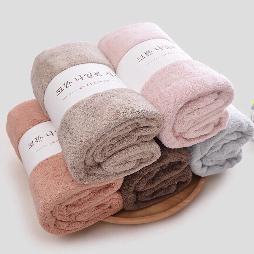 khăn mặt sợi lông cừu siêu mềm, khăn lau mặt Hàn Quốc sợi cotton màu trơn
