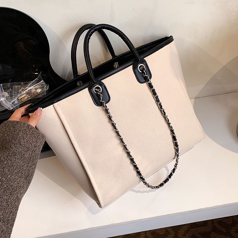 Túi Xách JASMIN NOIR Vải Canvas Dáng Vuông Cỡ Lớn Thiết Kế Đơn Giản Cho Nữ