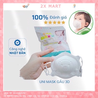 Khẩu trang gấu cho bé Unimask 3D kháng khuẩn set 3 kt dây buộc cho trẻ sơ