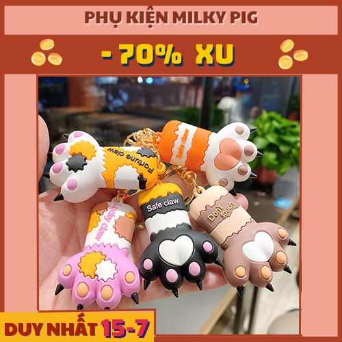 Móc Khóa Tay Mèo Cute Kèm Chuông - Móc Chìa Khóa Treo Hộp Bút, Túi Xách,Balo Độc Đáo MILKY PIG