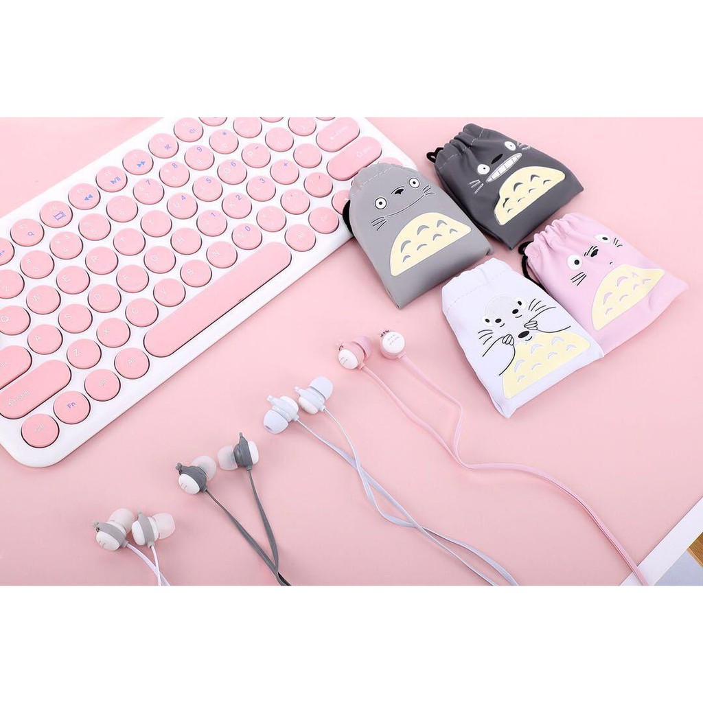tai nghe có chữ kèm túi đựng KN-8087 Xy-21 totoro dễ thương