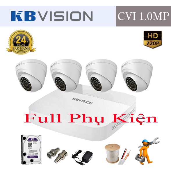 [SỐC - SỐC] Camera Trọn Bộ KBVISON 2.0M 4 Mắt Giá Rẻ