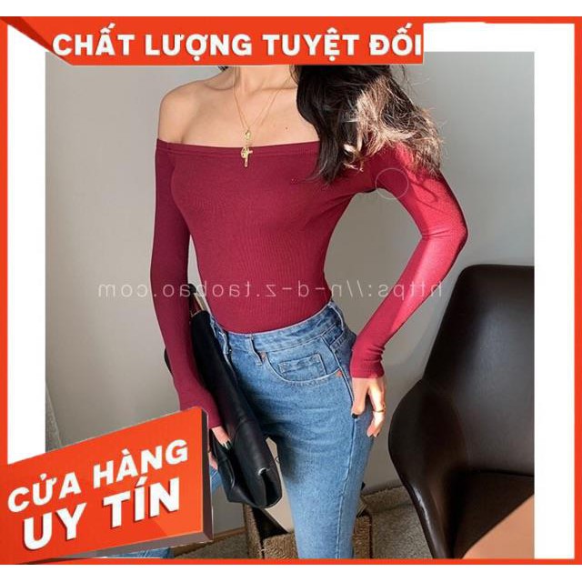 Áo bẹt vai tay dài chất thun xịn(Hình thật khách yên tâm mua nhé)