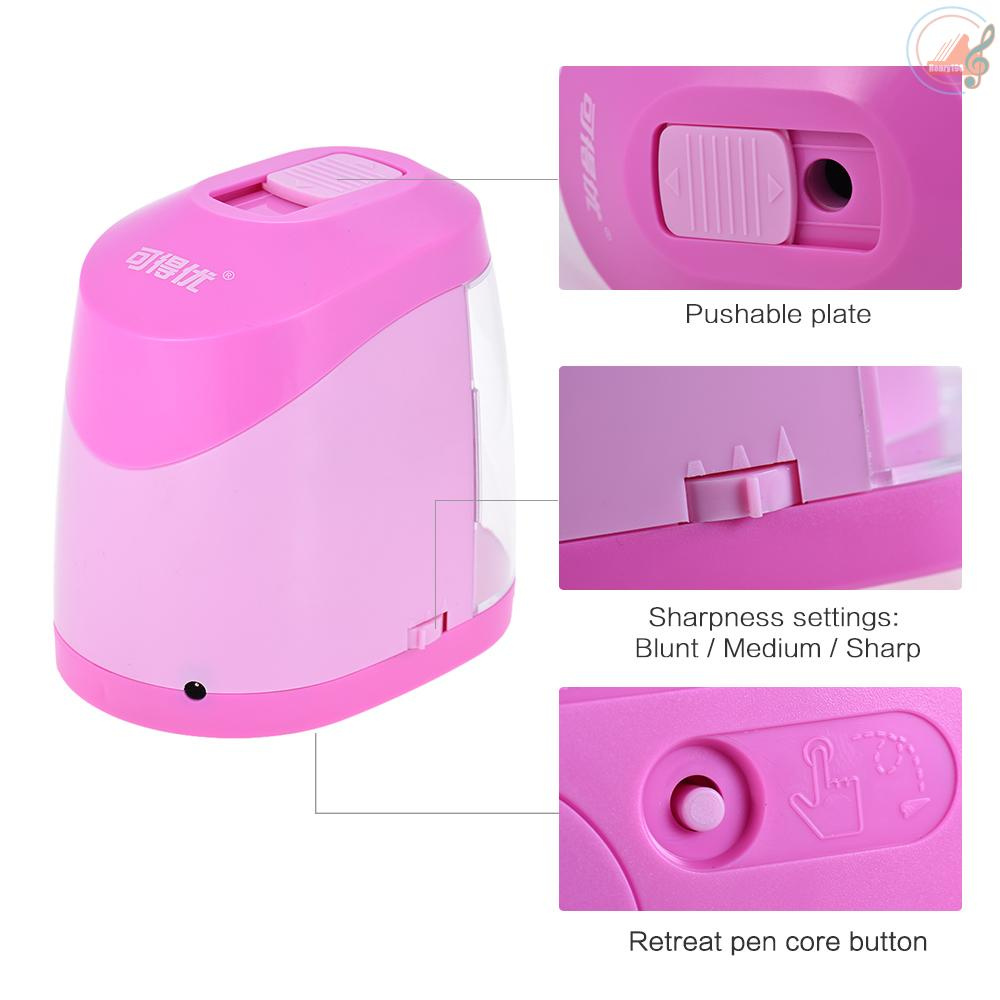 Automatic Electric Pencil Sharpener Battery or USB Powered with 3 Graphite Point Tip Modes for Home School Classroom Student Artist Crafts Kids Pink