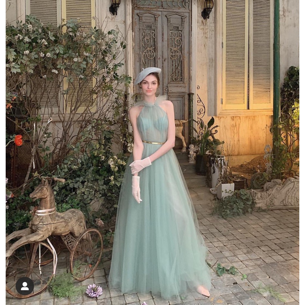 Váy cưới voan tơ xanh ngọc | Shopee Việt Nam