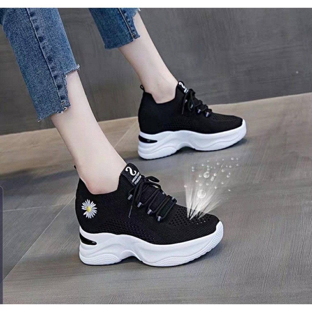 Giày thể thao nữ sneakers độn đế 7 cm phong cách Hàn Quốc chất vải lưới cực hót trend