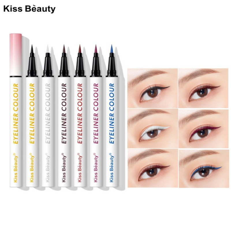 Bút kẻ mắt nước Kiss Beauty Eyeliner Colour nhiều màu, chống trôi nội địa Trung NPP Shoptido | BigBuy360 - bigbuy360.vn