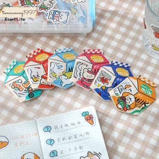 Set sticker hộp sữa 45 miếng dán siêu dễ thương trang trí bình nước, ốp điện thoại, sổ,...