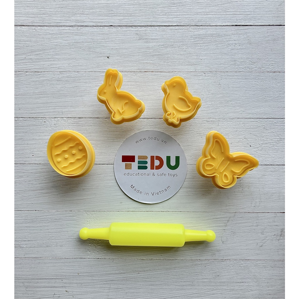 Bộ khuôn ấn TRỨNG VỊT BƯỚM THỎ (PHỤC SINH) chơi bột nặn đất nặn an toàn TEDU