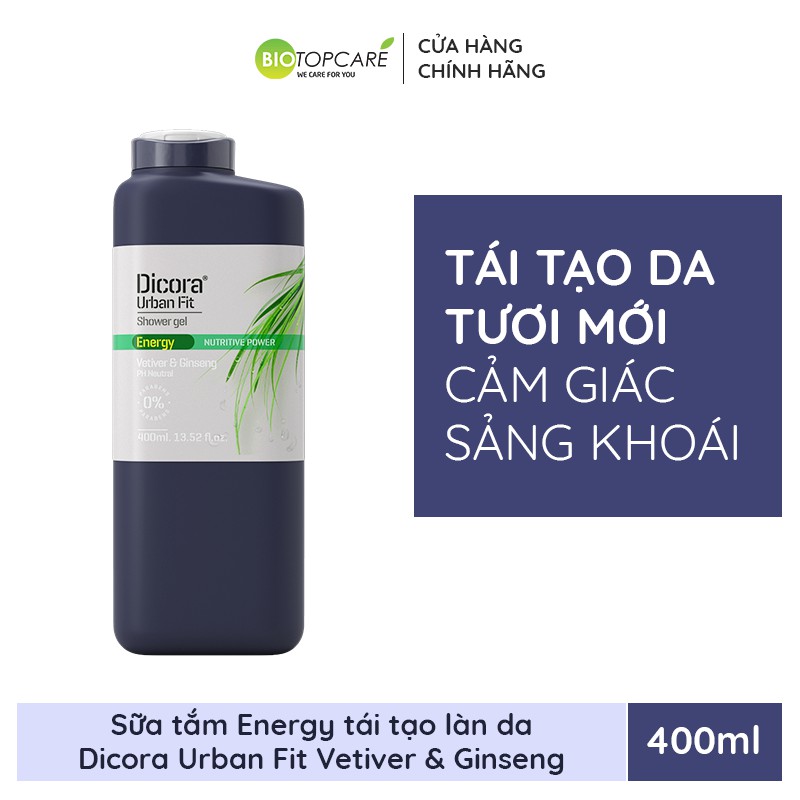 Sữa Tắm Nam Dicora Urban Fit Energy Giúp Làm Sạch Và Duy Trì Độ Ẩm 400ml - TN063