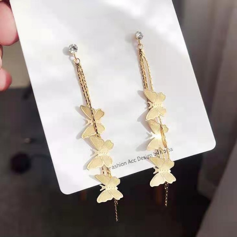 Bông Tai Dài Hình Bướm Bằng Thép Titan Ngọt Ngào