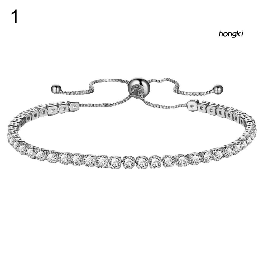 Vòng đeo tay đính đá zircon nhân tạo lấp lánh thời trang cho nữ