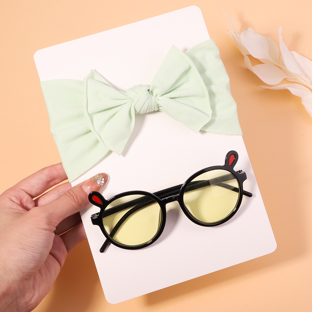 Set 2 phụ kiện KIDSBOWS gồm băng đô nơ chất liệu nylon co giãn và kính mát thời trang đáng yêu cho bé gái