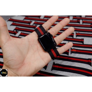 Dây Apple Watch Milanese Đen Sọc đỏ