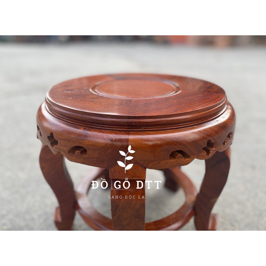 Đôn tròn hoa,đôn tròn chân cong kê đồ trang trí nhà cửa gỗ hương