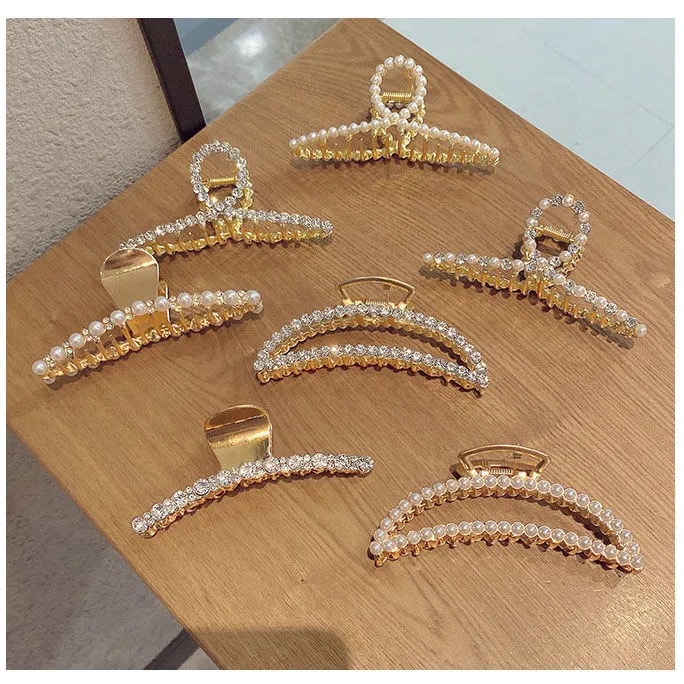 Kẹp tóc nữ đính ngọc trai nhân tạo/đá lấp lánh xinh xắn