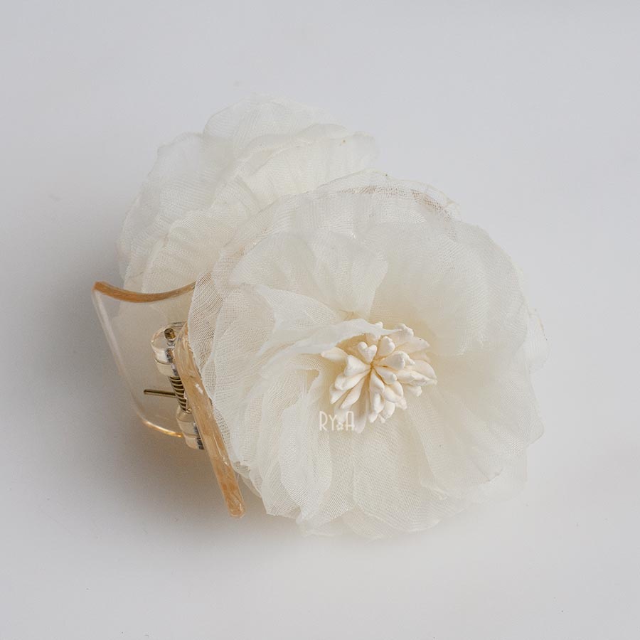 Kẹp tóc càng cua 5 răng hoa ruy băng satin RYA 71443