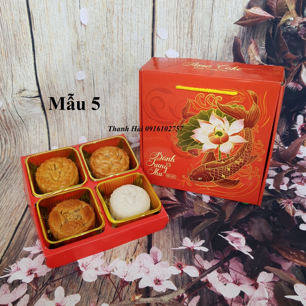 Hộp Trung Thu 4 bánh kiểu VUÔNG - KHÔNG VÁCH NGĂN.