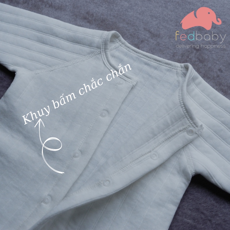 Bộ áo liền quần dành cho bé sơ sinh 0-6 tháng tuổi, thu đông dày dặn thương hiệu Fedbaby