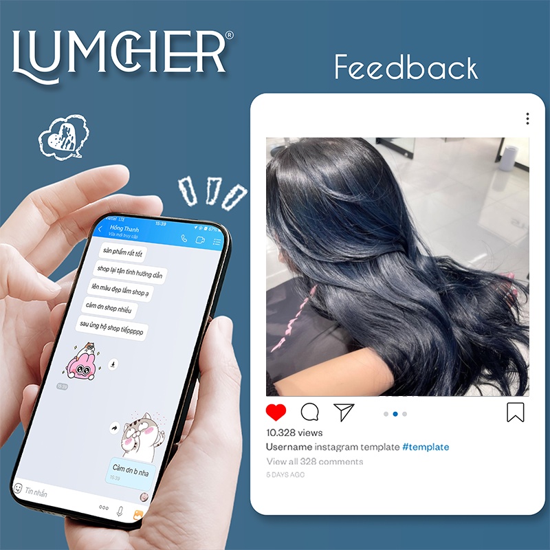 Thuốc nhuộm tóc xanh đen giá rẻ tại nhà Lumcher LC07