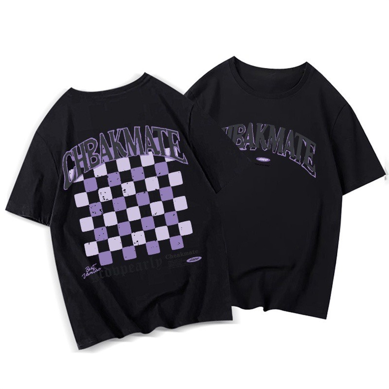 Áo thun tay lỡ caro CHEAKMATE ❤️ Áo phông oversize form rộng unisex  nam nữ - A05 - Happy Style