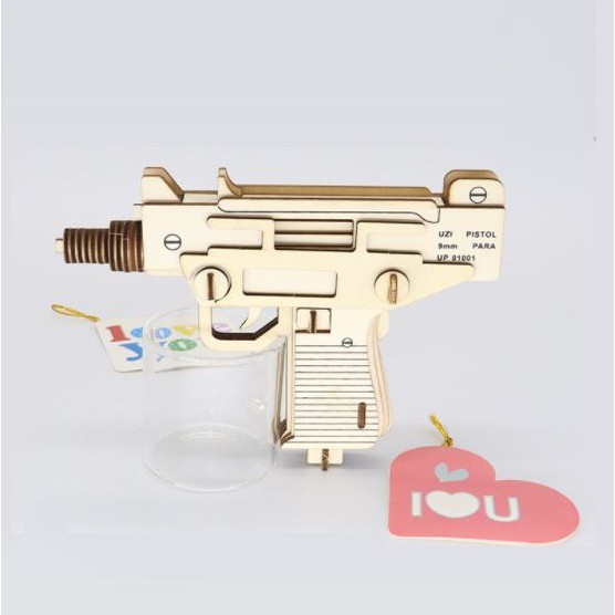 Đồ chơi lắp ghép gỗ 3D Mô hình súng Uzi mini