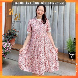 [BÁN SỈ] Váy bầu 2MAMA họa tiết hoa nhí pha ren dáng đuôi cá ba tầng / đầm bầu sang chảnh V08 👗 ༷