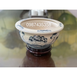 Bát hương lựu men rạn sen gốm sứ Bát Tràng fi18, fi20