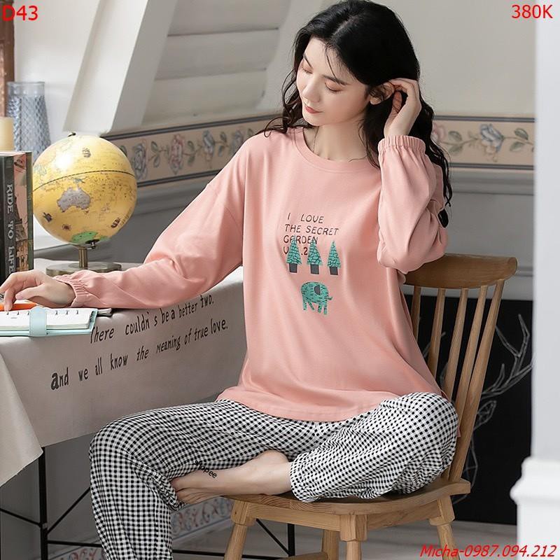 Bộ dài tay quần caro áo hồng hình cây thông - Micha D43