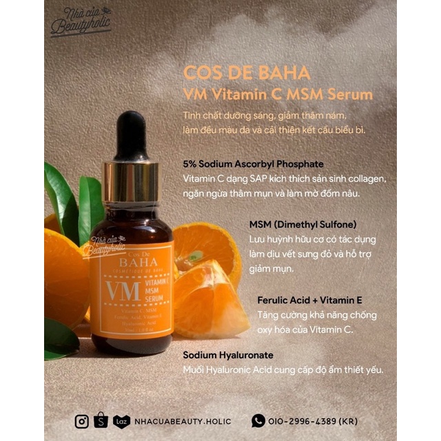 Serum vitaminC da nhạy cảm COS DE BAHA VM VITAMINC MSM SERUM