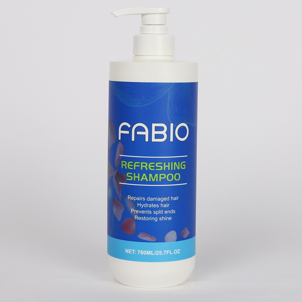 [MỚI] Dầu gội dưỡng chất FABIO 760ml Refreshing Shampoo giữ ẩm, phục hồi tóc hư tổn, ngăn chẻ ngọn, giúp tóc óng mượt