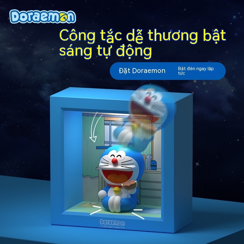 Đèn ngủ khung hình Doraemon Đèn hoạt hình bảo vệ mắt dễ thương Đèn hoạt hình có thể điều chỉnh Mô hình hộp đèn 3D dễ thương Nobita quà sinh nhật