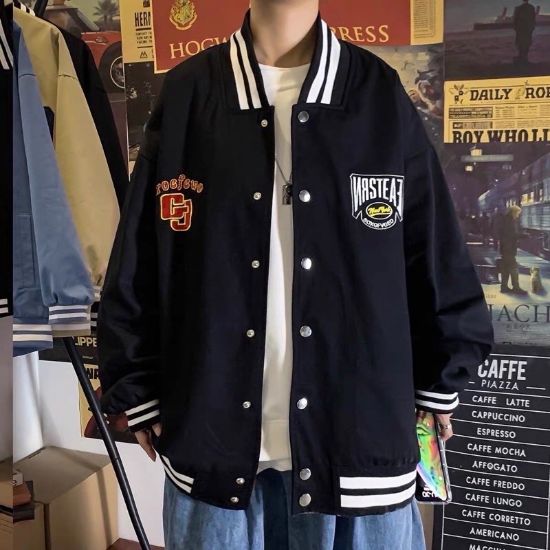 ÁO BOMBER KAKI THÊU CHỮ G UNISEX FROM RỘNG