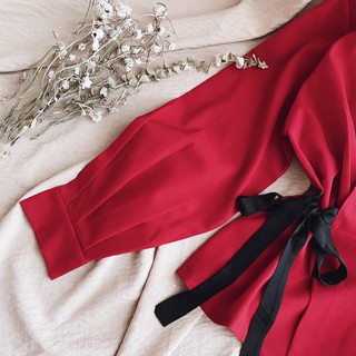 ÁO PEPLUM ĐẮP CHÉO NGỰC CỘT NƠ EO