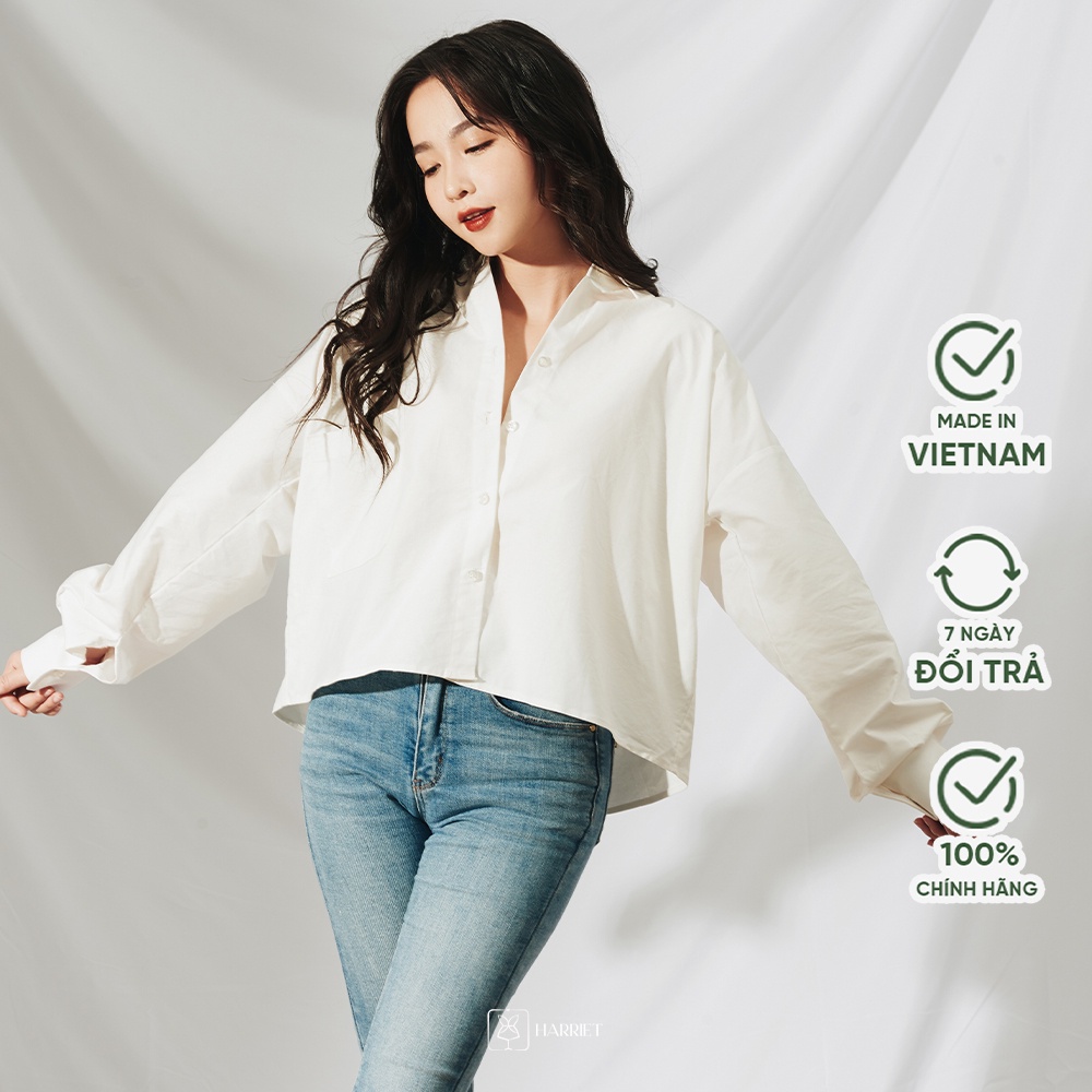 Áo sơ mi 100% cotton dáng ngắn freesize trẻ trung xinh xắn Kimmy Harriet