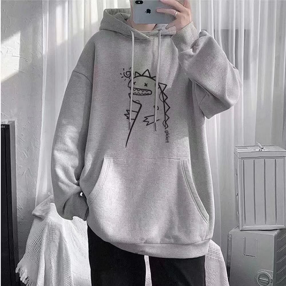 Áo hoodie Tay Dài Dáng Rộng In Họa Tiết Hoạt Hình Phong Cách hip hop Đường Phố Hàn Quốc Thời Trang Mùa Đông Cho Nam M-5XL