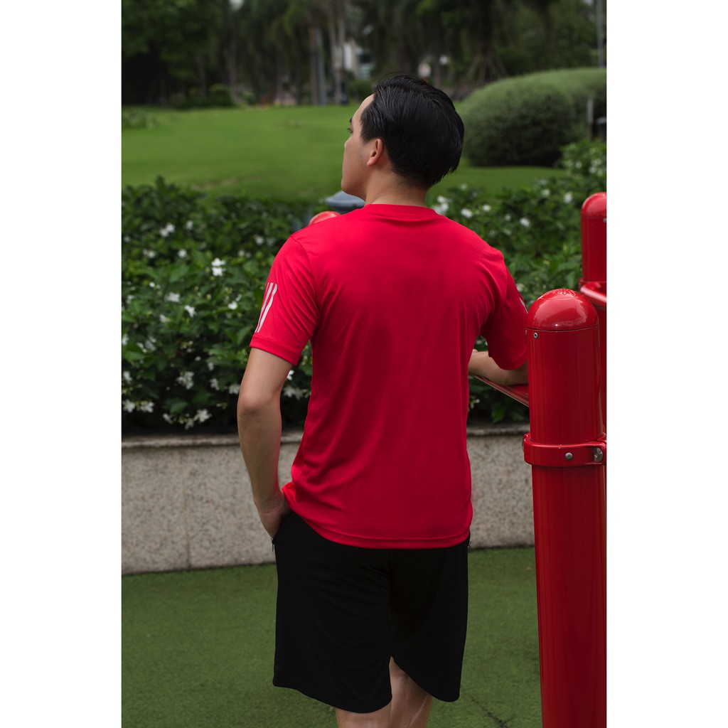 Áo thun thể thao, tập gym nam màu đỏ co dãn thời trang Kabuto