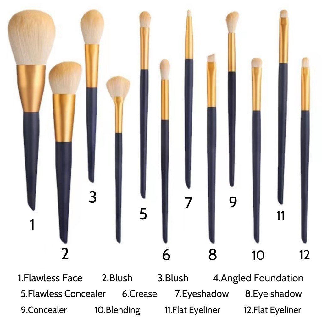 Bộ Cọ Trang Điểm Cá Nhân Lông Siêu Mềm 12 Cây Kèm Túi Da