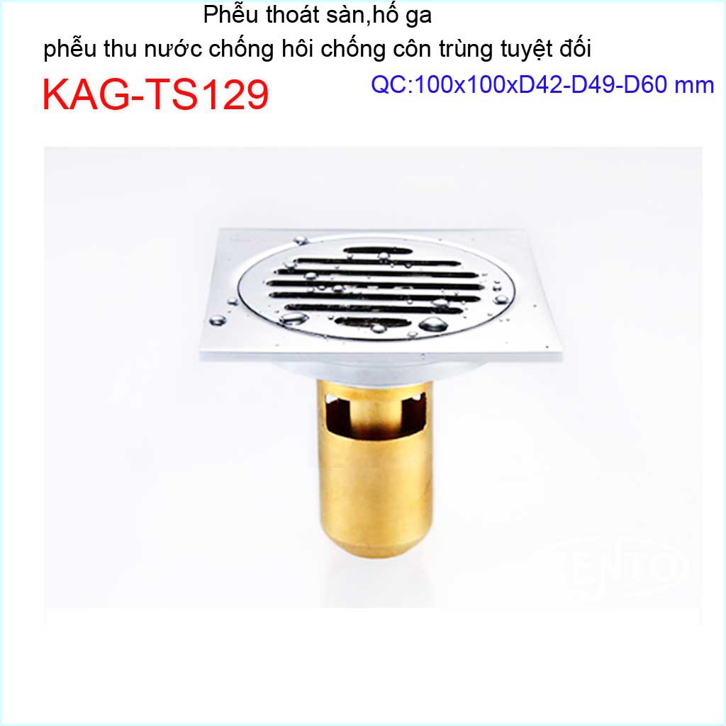 Thoát sàn chống hôi nhà tắm, phễu thoát sàn chống trào tuyệt đối Roca 10x10cm KAG-TS129