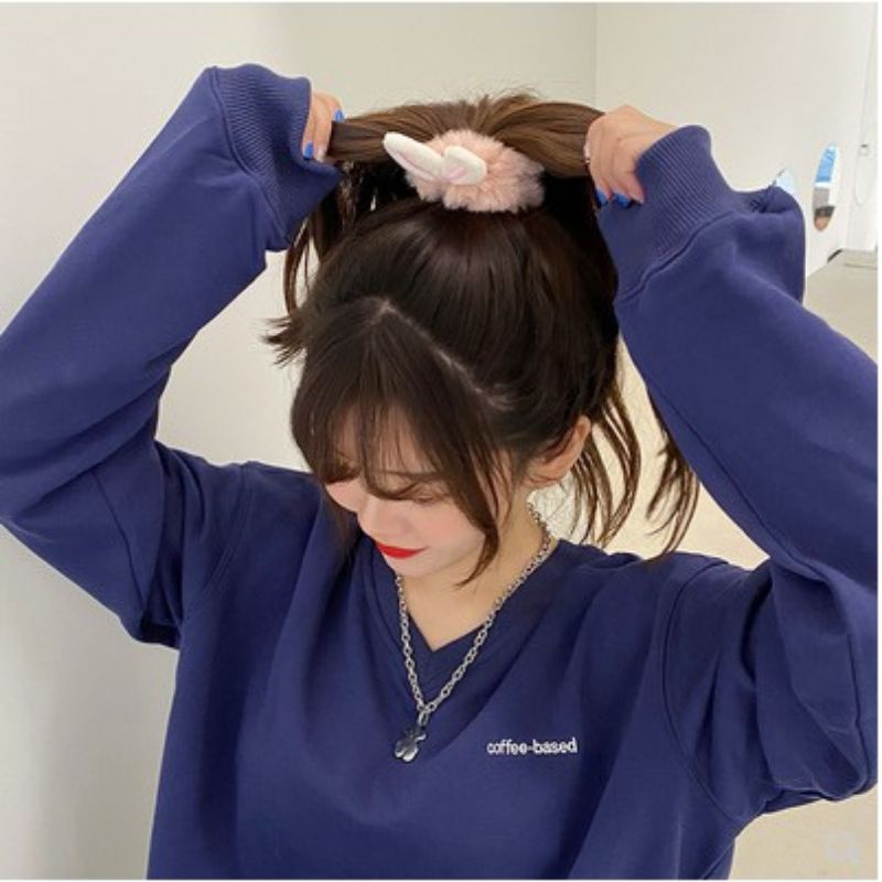Cột Tóc Buộc Tóc Lông Mềm Tai Thỏ Nhiều Màu Dễ Thương