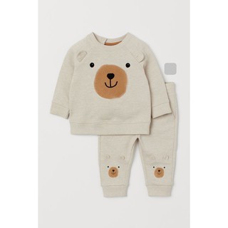 Bộ nỉ da cá H&M hình gấu be cho bé trai