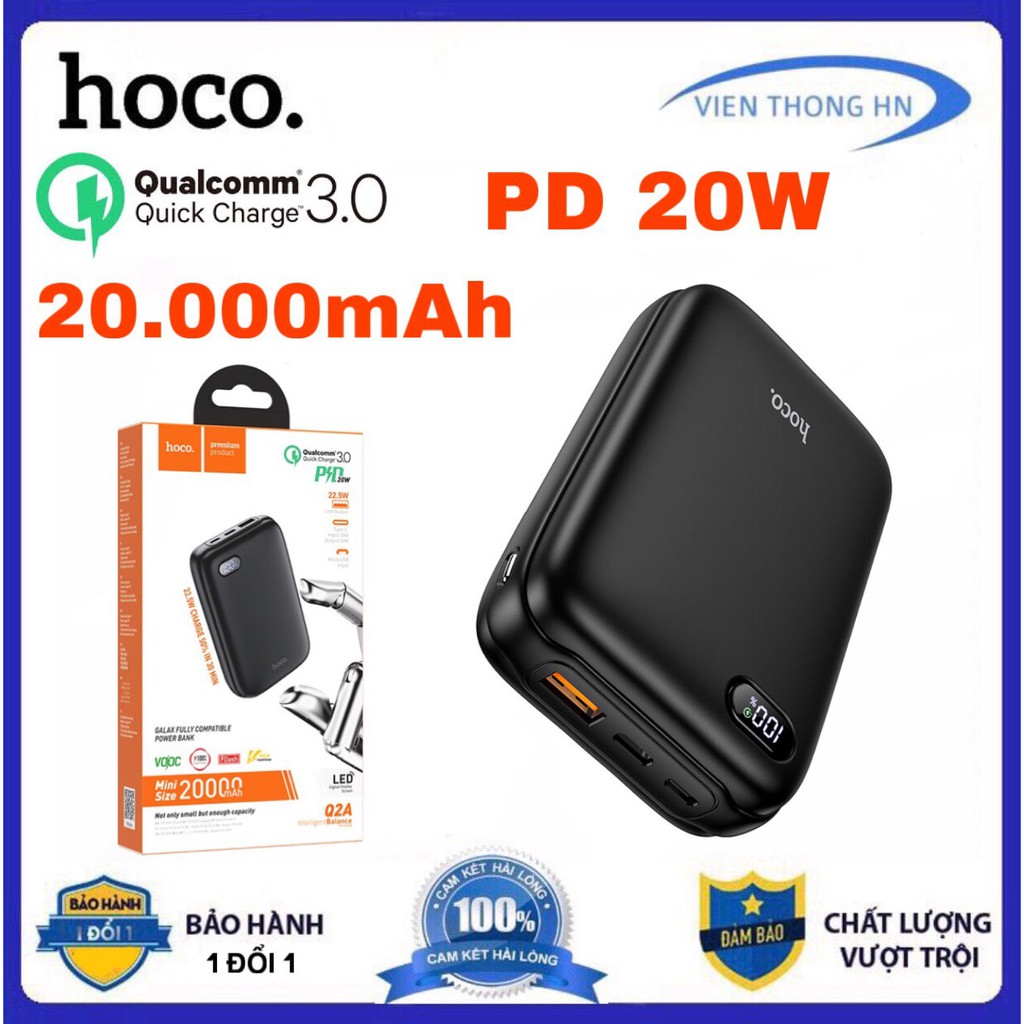 Pin sạc dự phòng sạc nhanh PD 20w qc 3.0 cổng 20000mah Hoco T2A cho iphone samsung xiaomi - vienthonghn