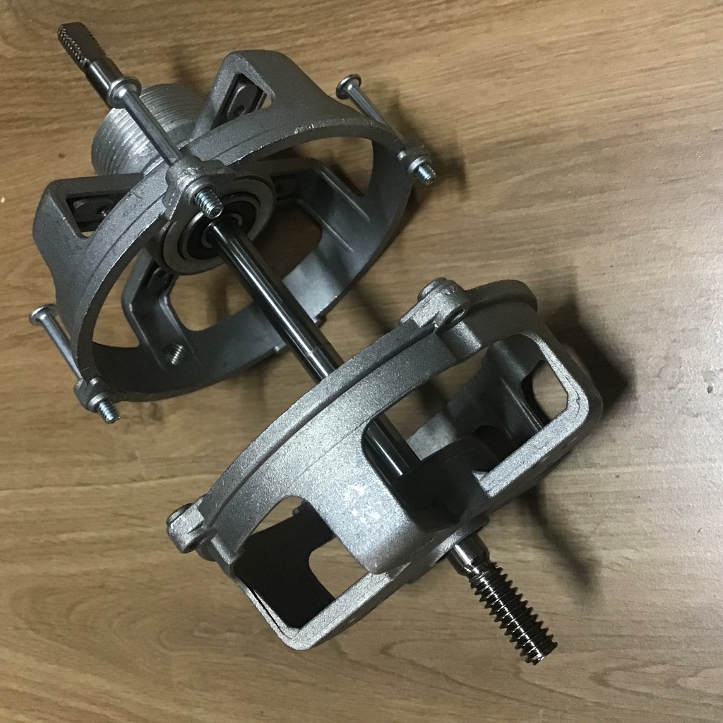 Kẹp nhôm sato quạt điện đã gắn sẵn vành nhôm + bạc 608 + trục 8li đa năng (kèm 4 vít)