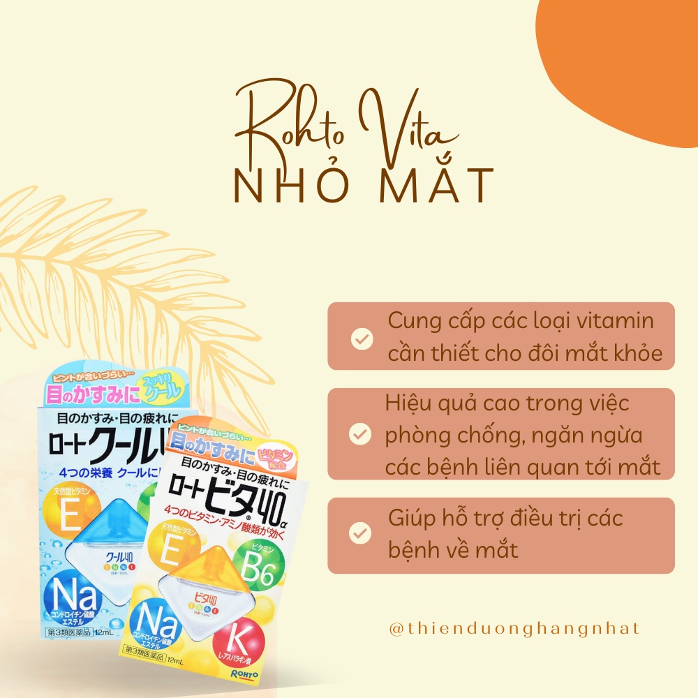 Nhỏ Mắt Rohto Nhật Bản Vita 40 Bổ Sung Vitamin 12ml
